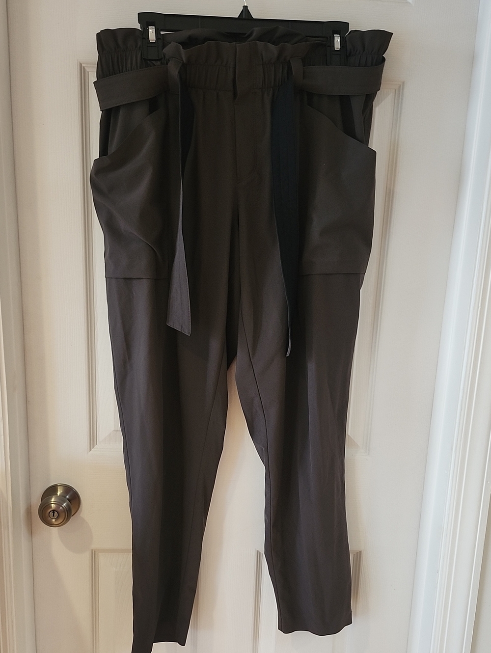 Athleta Grey/Green Paperbag Waist Cargo Trousers